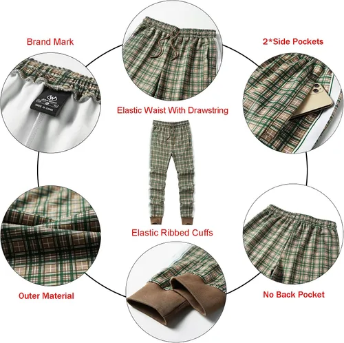 Miniatura 7 de W JIANWANG Conjunto deportivo de 2 piezas para hombre con cremallera completa manga larga a cuadros chaquetas y pantalones activos