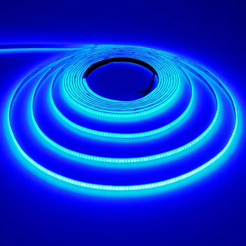 TOPAI 12V delgada de 5 mm tira de luz LED COB azul estrecha de 16.4 pies luz uniforme brillante sin puntos 400LEDs/M adhesiva flexible para cortar