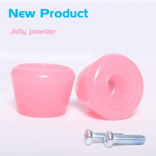 Miniatura 2 de Tapones de goma PU para patinaje con ruedas, 1 par con tornillos Rosado jalea
