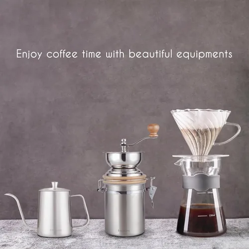 Miniatura 7 de Easyworkz Molinillo de café manual con recipiente hermético,Ajuste ajustable,Herramienta de molino de grano de café de rebabas de acero inoxidable