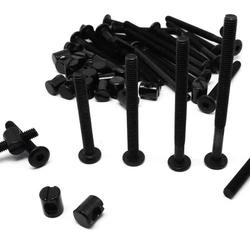 Juego de 25 tornillos negros para cuna, juego de tornillos hexagonales para literas y cunas M6×40mm/1.969 in/2.362 in/2.756 in/3.150 in