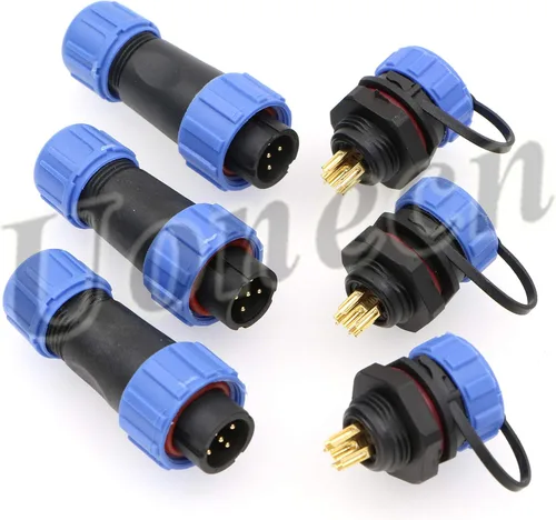 Miniatura 3 de Uonecn 3 unids SP13 IP68 conectores impermeables 2 Pin LED de alta potencia 2 pin enchufe de alimentación conector circular kit macho enchufe hembra