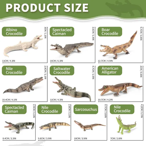Miniatura 7 de 10 juguetes de cocodrilo, juguetes realistas de animales de cocodrilo para niños, incluyen caimán blanco, cocodrilo, figuras de cocodrilo