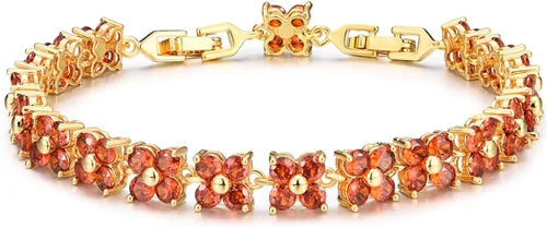 GULICX - Pulsera de tenis con cristales de Swarovski y cristales redondos chapados en oro
