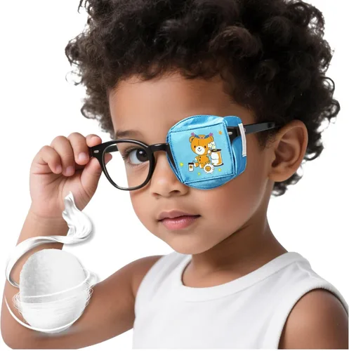 Miniatura 11 de Parches para ojos para niños, parche de seda reutilizable para ojos perezosos, parches ortopédicos de ambliopia para niños y niñas, cubierta de ojo
