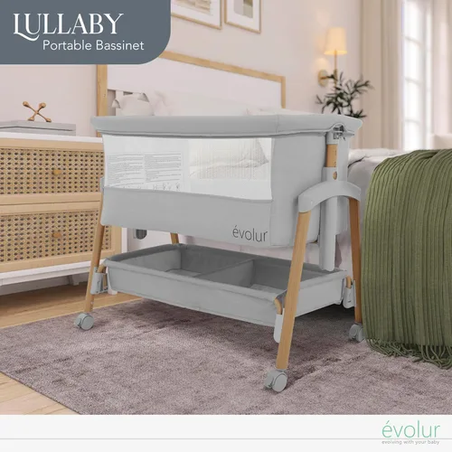 Miniatura 2 de évolur Lullaby - Moisés portátil con ruedas, cama de noche ajustable, laterales de malla transpirable, cesta de almacenamiento grande, fácil