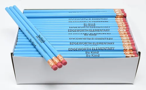 Miniatura 6 de Pencil Guy Lápices redondos negros mate impresos personalizados, 500 por caja, color negro mate