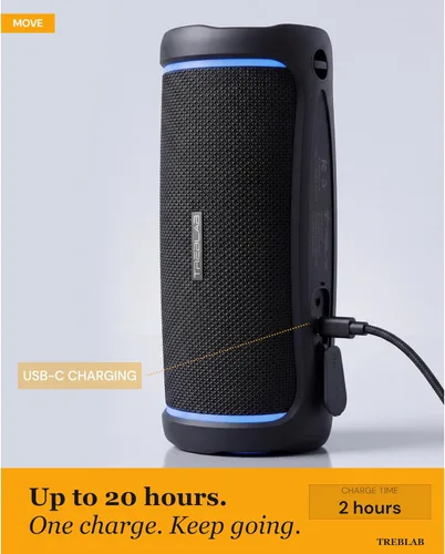 Miniatura 6 de TREBLAB HD77 - Altavoz Bluetooth ultra premium - Sonido envolvente HD de 360°, emparejamiento dual inalámbrico, estéreo de 25 W, graves fuertes