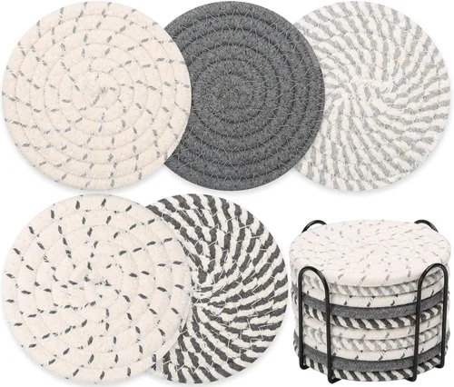 Billbotk 10 Piezas Posavasos para Bebidas, Posavasos Absorbentes para Bebidas con Soporte, Juego de Posavasos para Mesa de Café para Decoración del