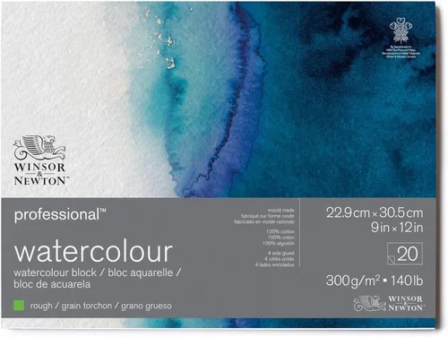 Miniatura 20 de Winsor & Newton Bloque de papel de acuarela profesional, 9" x 12", prensado en frío