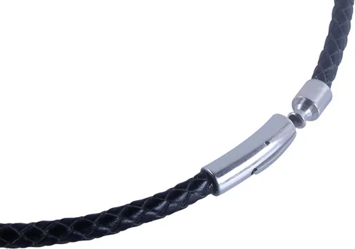 Miniatura 8 de KONMAY Collar con colgante de cuero trenzado, unisex, para adultos, cadena de acero inoxidable, estilo de cuero rústico