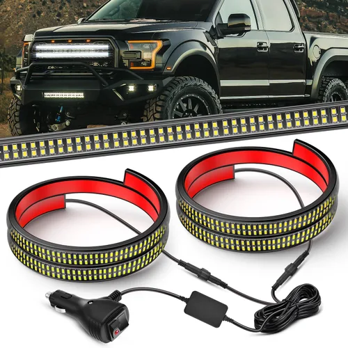 Miniatura 24 de Nilight 2 piezas de 24 pulgadas de tira de luces estroboscópicas para parrilla de camiones, 384 LED, luz de emergencia ámbar, flexible, intermitente