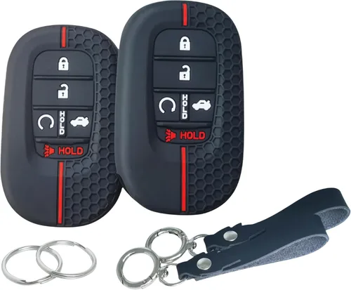 2 fundas de silicona para llavero inteligente de 5 botones para Honda Accord Civic Pilot HR-V CR-V Sport SI EX EX-L Touring 2022 2023 2024 2025