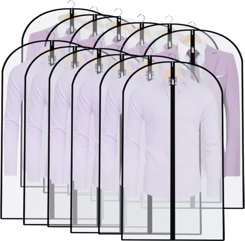 Miniatura 21 de Bolsas transparentes para colgar ropa, 40 pulgadas (juego de 6), bolsas de traje para almacenamiento en armario, bolsas de plástico a prueba