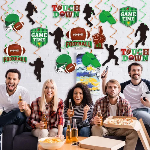 Miniatura 4 de 48 piezas de remolinos colgantes de fútbol, decoración de fiesta de cumpleaños, serpentinas de pared para colgar en el techo, espirales para fiestas