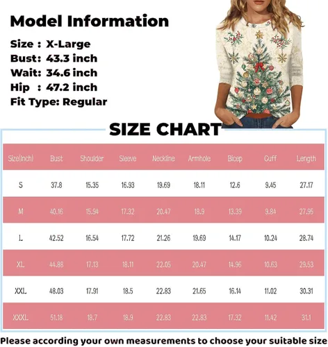 Miniatura 9 de Camisetas de manga 3/4 para mujer, cuello redondo, holgadas, casuales, con estampado floral, camisetas de moda para el trabajo de negocios