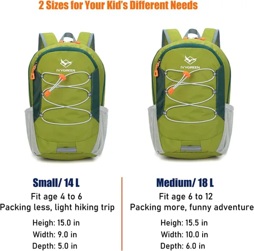 Miniatura 8 de IVYGREEN Mochila de senderismo para niños pequeños para niños o niñas, mochila pequeña para campamento o viajes (verde militar, S)