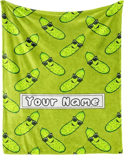 Manta personalizada de pepinillo para adolescentes - Tamaño de manta de 50x60 pulgadas - Mantas suaves y esponjosas y acogedoras de regalo - Manta
