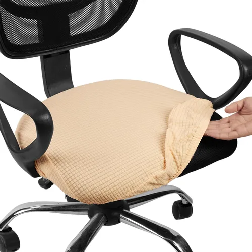 Miniatura 31 de Melaluxe Funda para silla de oficina de jacquard elástico, extraíble y lavable, funda de asiento giratoria para silla de escritorio, color negro