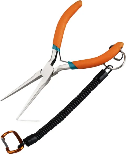Miniatura 8 de Alicates de punta de aguja extra largos para hacer joyería de 7 pulgadas con mandíbula dentada, herramienta removedora de anzuelos de pesca