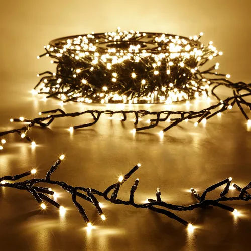 Miniatura 8 de Tira de luces de Navidad de 1000 LED de color blanco cálido de 49 pies para exteriores, con 8 modos, impermeable IP44, enchufable, para árbol