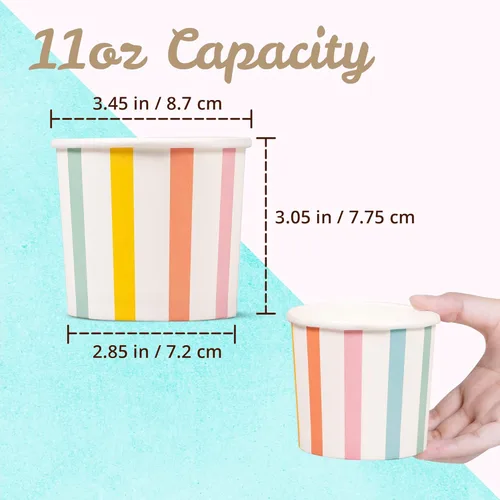 Miniatura 4 de MATICAN Tazas de helado de papel, 100 unidades de 11 onzas, cuencos desechables de postre para alimentos calientes o fríos, suministros de fiesta