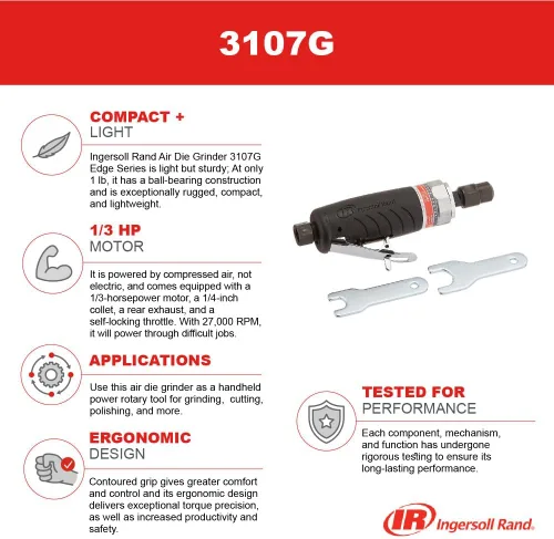Miniatura 7 de Ingersoll Rand Amoladora de troqueles neumática de 1/4 pulgadas 3107G
