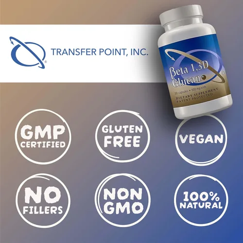 Miniatura 5 de Transfer Point Suplemento de apoyo inmunológico Beta glucano altamente purificado 500 mg por cápsula (fibra de b-glucano) (paquete de 1)