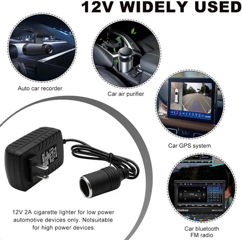 Miniatura 5 de Wevdn Convertidor de CA a CC, 2 A 24 W, adaptador de toma de encendedor de cigarrillos para auto, transformador de fuente de alimentación portátil