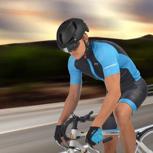 Miniatura 6 de Shinmax Casco de bicicleta para adultos, casco de bicicleta con gafas magnéticas extraíbles y luz LED recargable por USB, casco de bicicleta