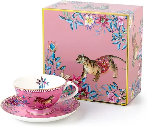 Eplze - Juego de té de cerámica con diseño de tigre en la selva, juego de té de porcelana de hueso para té de la tarde o decoración del hogar, color