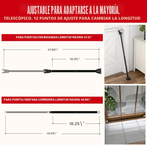 Miniatura 3 de SECURITYMAN Barra de Seguridad 2 en 1 para Puerta y Barra de Seguridad para Puerta Corrediza de Patio (Paquete de 2) con Tapas Intercambiables