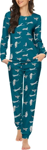 Miniatura 291 de Ekouaer Conjunto de pijama de manga larga para mujer, ropa de dormir suave con cuello redondo y bolsillos