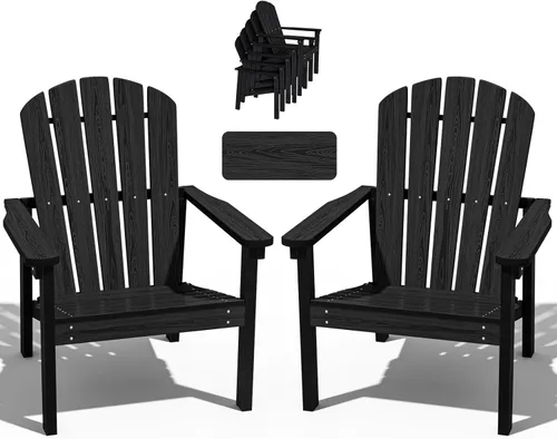 Miniatura 16 de nevilywood Sillas Adirondack compactas apilables, sillas de patio de polietileno de alta densidad de 26.3 pulgadas de ancho, duraderas, diseño que
