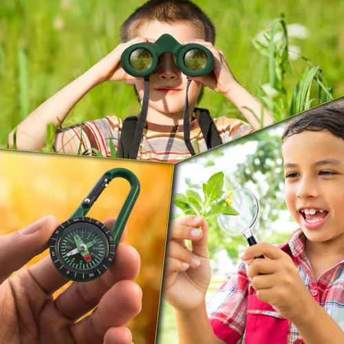 Miniatura 41 de Binoculares para niños – Juguete perfecto para niños pequeños y niñas – Juego extenso que incluye lupa y brújula – Potente aumento 8 x 21 – niños