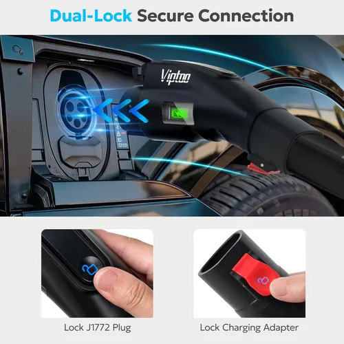 Miniatura 7 de VIPTOO Adaptador Tesla a J1772 60A 250V AC — NACS EV conector de carga con pantalla de estado de carga para Tesla Wall/Destino/Cargador móvil, carga