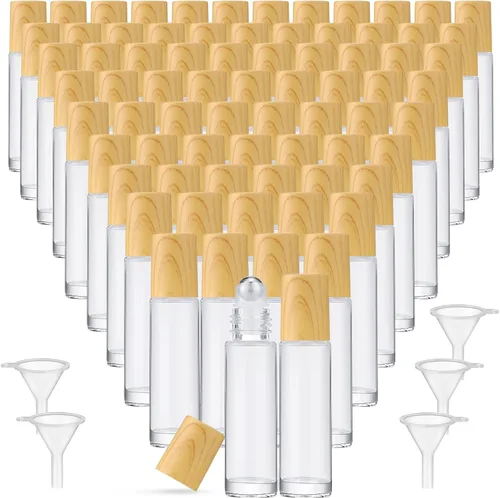Miniatura 8 de Sumind 150 piezas de botellas de rodillo de aceite esencial de 10 ml de vidrio vacías con bolas de acero inoxidable a prueba de fugas con 5 embudos