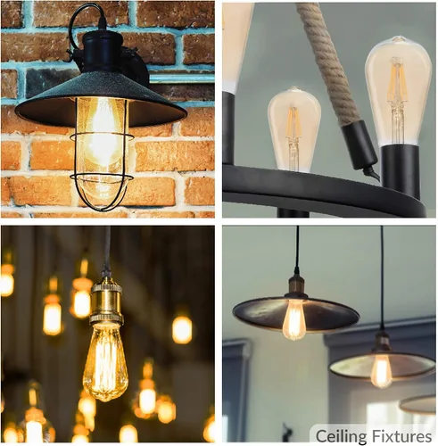 Miniatura 3 de Simba Lighting Bombillas LED Edison ST21 (ST64) de filamento vintage (ST64) (paquete de 6) de 6 W, regulable, equivalente a 60 W, vidrio ámbar