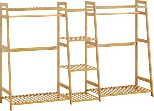 Miniatura 9 de BAMBOOHOMIE Perchero de ropa para niños con estantes, perchero de ropa de bambú para niños, niños y bebés, perchero de almacenamiento para vestirse