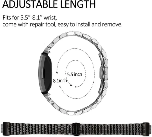 Miniatura 5 de Metal Bracelet Compatible with Fitbit Inspire/Inspire HR/Inspire 2 Bands, Stainless Steel Replacement Strap Wristband Accessories for Inspire