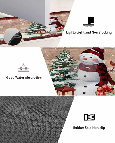 Miniatura 3 de Tapete de baño con diseño de muñeco de nieve para bañera, antideslizante, de secado rápido y absorbente, de tierra de diatomeas, tapete lavable
