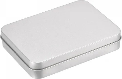 Miniatura 12 de uxcell Caja de Lata de Metal, 3.54" x 3.54" x 2.17" Recipientes Rectangulares Vacíos de Hojalata con Tapas, Tono Plateado, para Organizador