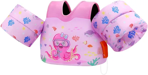 Miniatura 7 de MoKo Chaleco de natación para niños pequeños de 13-30/20-50/22-66 libras, flotadores de brazo de natación de dibujos animados, alas de agua