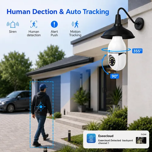 Miniatura 9 de Light Bulb Security Camera, 5G&2.4GHz WiFi Light Bulb Cameras Wireless Outdoor Indoor, Lightbulb Camera for Home Security, Two-Way Talk,Color Night