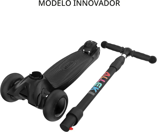 Miniatura 6 de Allek - Kick Scooter B03. Monopatín de 3 ruedas con ruedas de PU extra anchas y luminosas, sistema Lean 'N Glide, manillar ajustable a cualquier