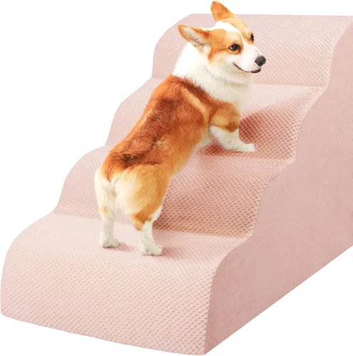 Miniatura 15 de Escaleras para perros pequeños, rampa de espuma de alta densidad para perros, escalones extra anchos antideslizantes para camas altas o sofá