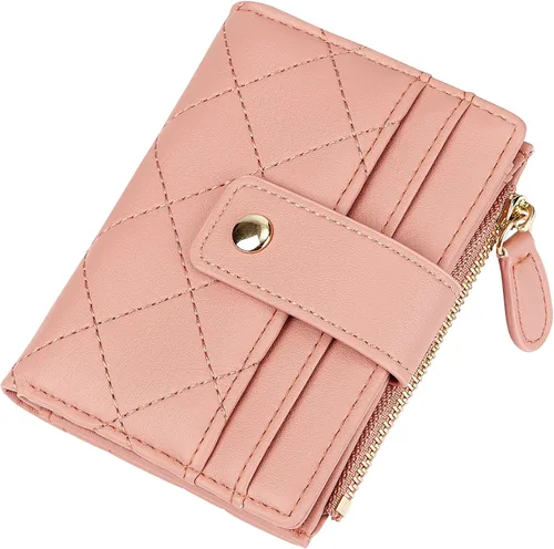 Miniatura 51 de Cartera de cuero para mujer, pequeña, compacta, plegable, con bolsillo para monedas con cremallera