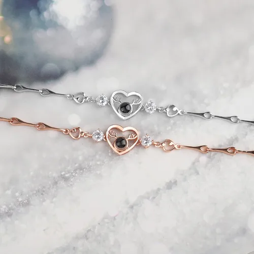 Miniatura 26 de Godchoices Pulsera de fotos personalizada, pulsera de proyección de fotos con imagen en el interior, collar con texto en inglés "I Love You