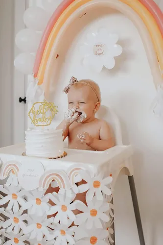 Miniatura 5 de MYAMPED Hello Baby Cake Topper - Dorado, 1 unidad, 8.6 x 5.9 pulgadas, no comestible, Baby Shower