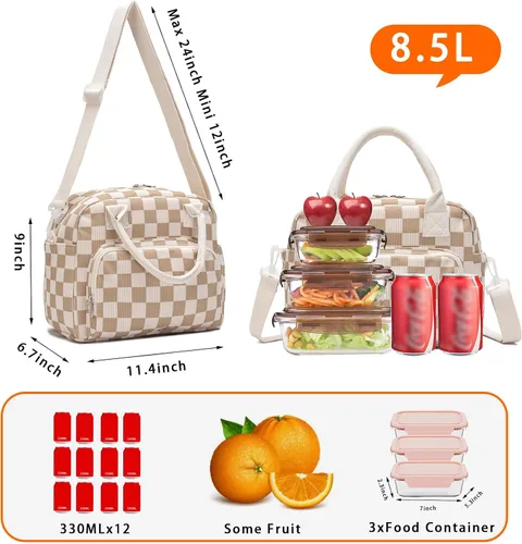 Miniatura 6 de Lunch Bag for Women Girls, Cute Insulated Reusable Lunch Box Leakproof Lunch Boxes Portable Lunch Tote Bag Cooler Bag